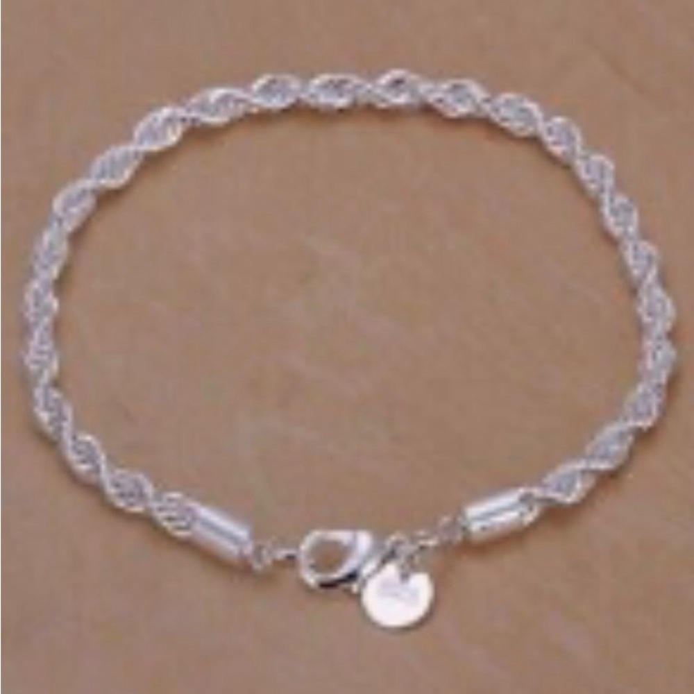925 Silver Twisted Rope Chain bracelet . New